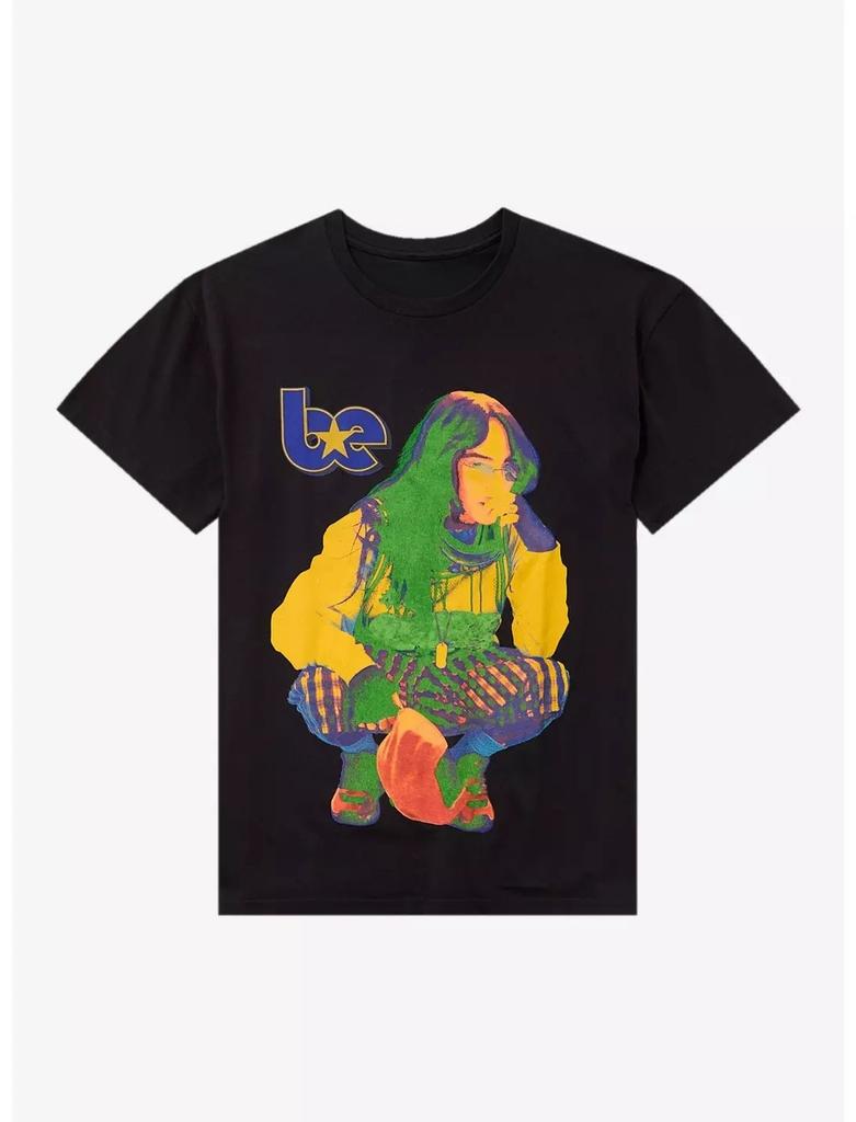 Billie Eilish Color Crouching Portrait Printed Casual Fashion Summer Tshirt for Unisex and Women Loose Oversized Cotton Tshirt