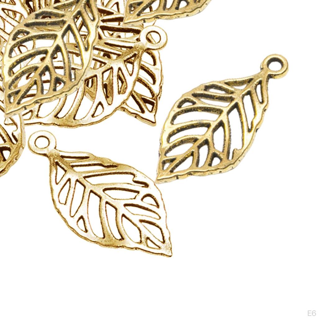 50 Pack Leaf Charms, Hollow Pendants, Alloy, Connectors, DIY Crafts, Decoration, Exquisite