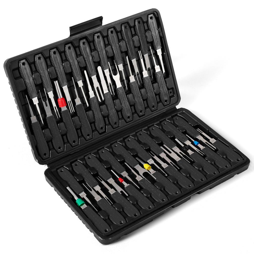 41Pcs Terminal Removal Tool Kit Electrical Pin Removal Tools Automotive Depinning Tool Kit with Plastic Case for Car Motorcycle