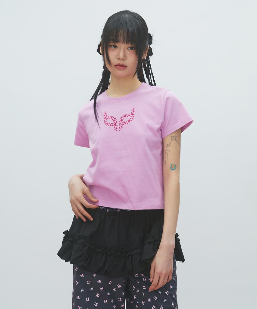 LALAFOX Fox Mask T-Shirt Short Sleeve T-Shirt Pink Br2Ch031