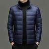 Men's Lightweight Stand Collar Down Jacket - Warm, Trendy, Versatile Dad Style Winter Coat with 90% White Duck Down.