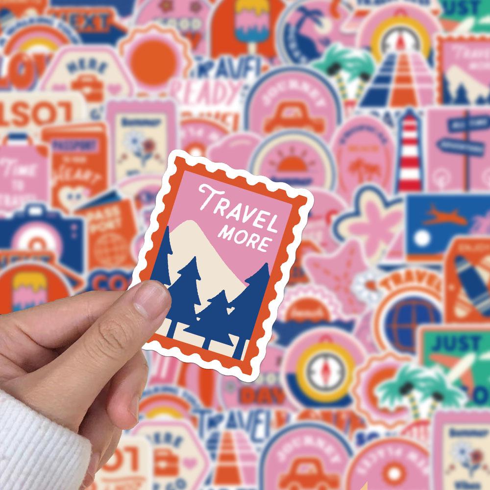 50-Pack Creative Travel Cartoon Stickers for Journals and DIY Phone Cases