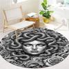 Sketch Medusa Whale Dragon Round Area Rug,Carpet Rug for Living Room Bedroom Sofa Playroom Decor,Non-slip Floor Mat