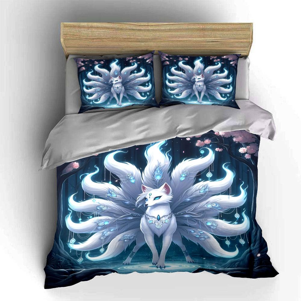 "Elegant Fox Spirit Fantasy Decor"  Kid's and Adults' Bedroom Decor, Exquisite Three-piece Bedding Set Gift