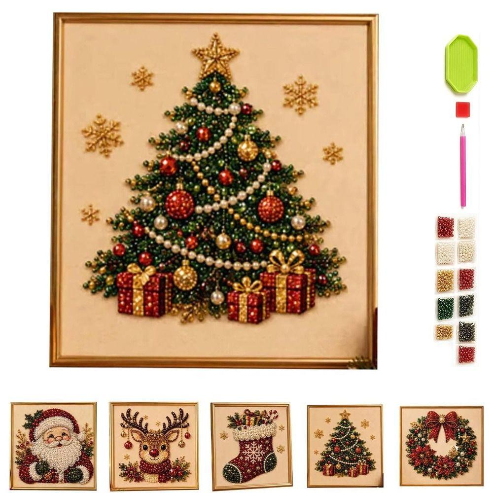 Stressabbauendes Weihnachts-Perlenkunst-Set Weihnachtsmann 3D Perlen-Kunst-Set Heimwanddekoration