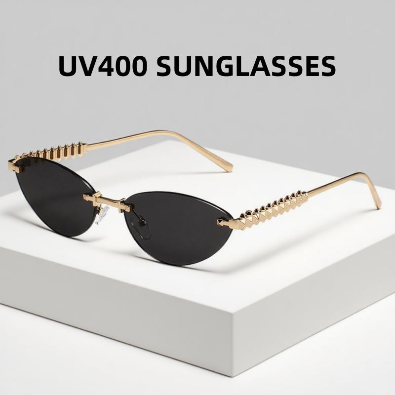 Men Women Fashion Cat Eye Design Sunglasses Metal Rivet Legs Uv Protective Glasses Outdoor Driving Travel Beach Sunglasses
