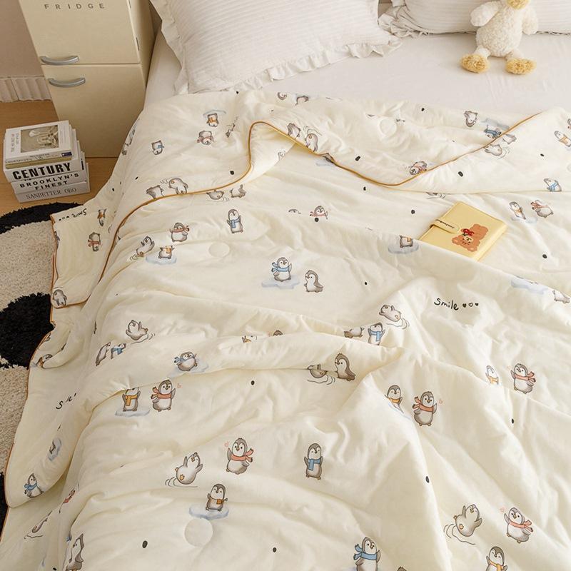 Class a Knitted Cotton Soybean Fiber Cartoon Ins Style Girl Heart Summer Cool Quilt Machine Washable