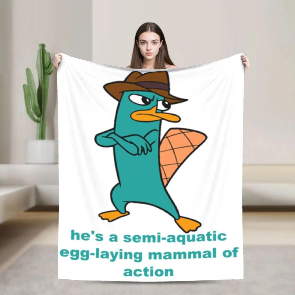Perry das Schnabeltier Halloween Decke Weiche Winterbettwäsche Überwurf für Studentenzimmer Sofabettbezug Modischer Langlebiger Bettüberwurf