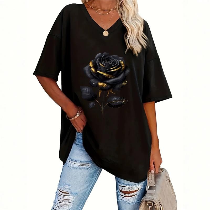 Camiseta para Mujer Verano Talla Grande Manga Corta Color Sólido Cuello Redondo Casual Elástica Ajuste Holgado Camiseta