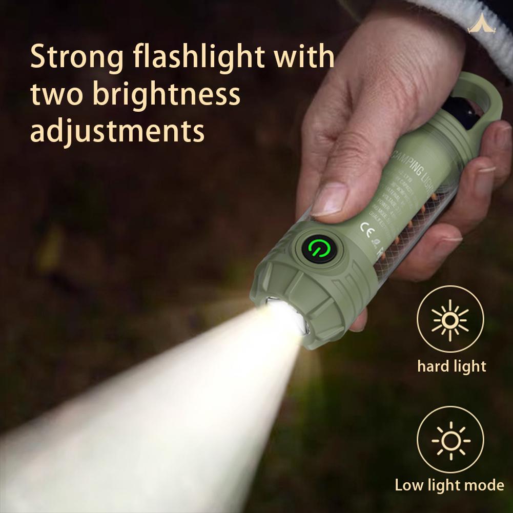 Powerful Handheld Flashlight USB Charging Mini Camping Light 6 Modes Outdoor Emergency Light 1200mAh for Camping Fishing Walking
