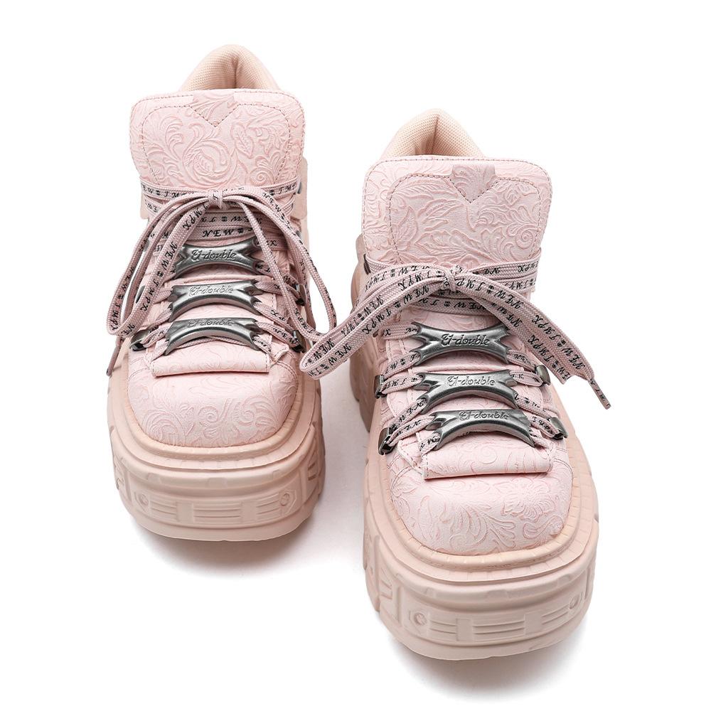 Summer Platform Boots Punk Shoes with Metal Decor Thick Sole Women High Top Boots Street Fashion