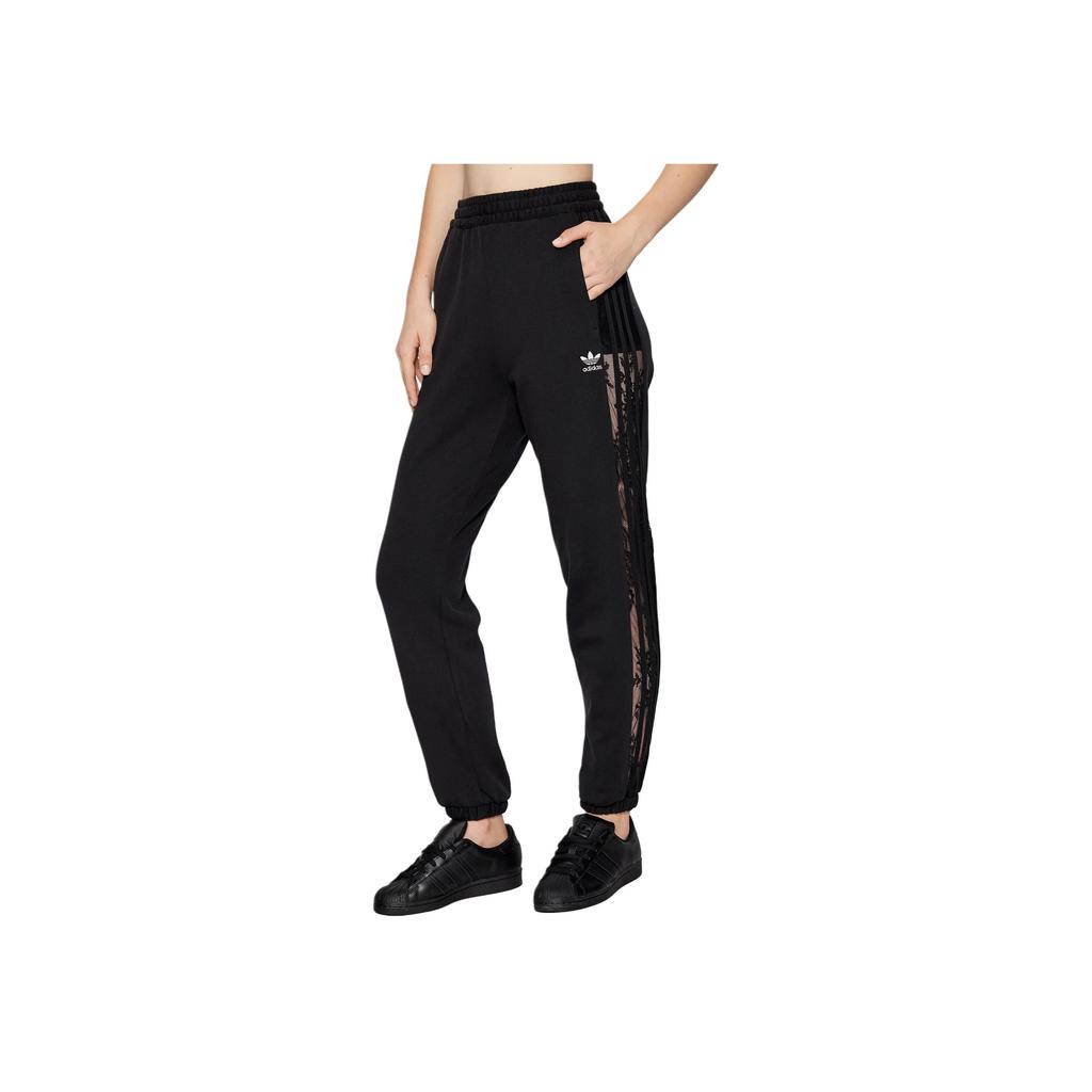 Adidas Originals Retro Sport Striped Casual Cuffed Sweatpants Knitted Joggers Women Bottoms Black HC4573