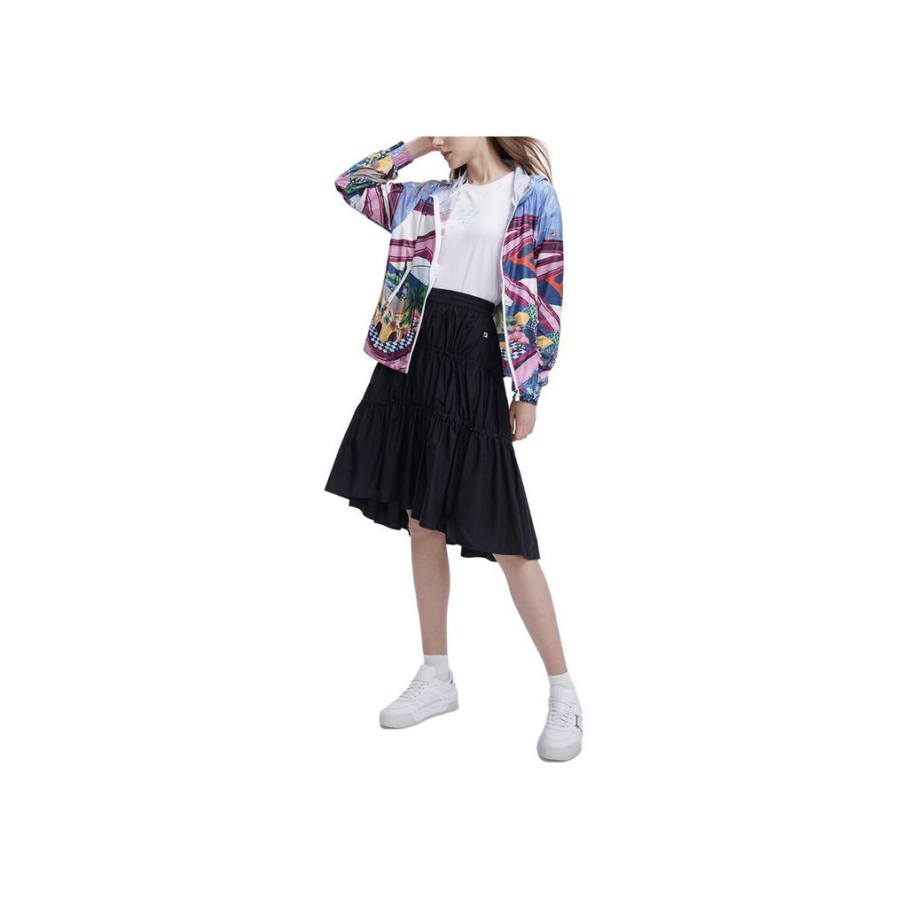 FILA Heritage Series Fashion Solid Color Loose High Waist Straight Woven Casual Skirt Women skirts Black F11W328306F-BK