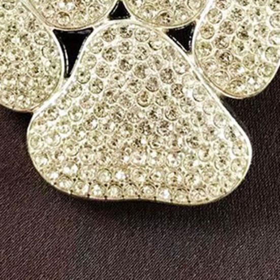 Paw Print Brooch for Women, Rhinestone Cat Dog Foot Pin, Sparkling Cubic Zirconia Badge for Coat Bag Hat, Teacher Pet Lover Gift