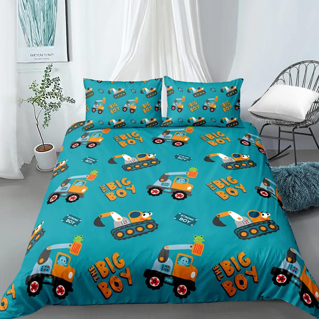 Carton Car Cover Toy Truck Bus Soft Duvet Cover Excavator Children Young Boys Young Girls Gifts Trafic Light Smal Animals Drive Bedrom Decor