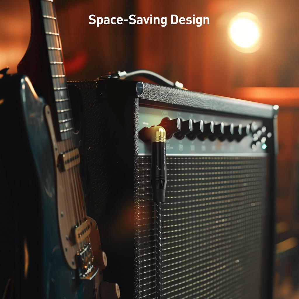 Cable Matters Guitar Cable Guitar Shield Set of 2 Monaural Plug Musical Instrument Cable TS Straight To L Type Plug 0.9m 6.35mm