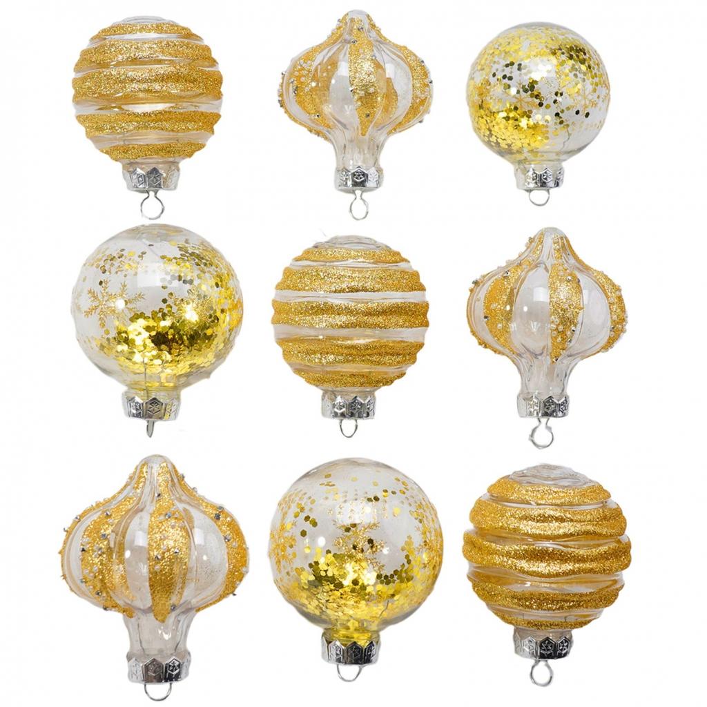 Festive Elegant Christmas Ball Ornaments Pack Of 9 8cm Multiple Colors