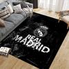 Real Madrid CF Flannel Printed Carpet, Home Sofa Decoration for Living Room & Bedroom, Non‑Slip Play Flannel Floor Mat for Game Room