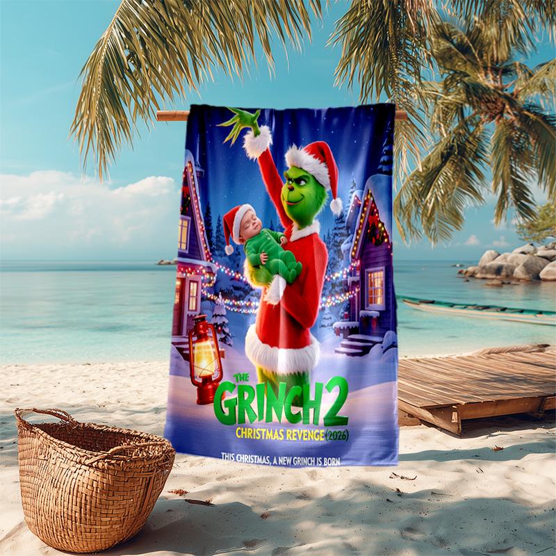 Christmas Gift Oscar Comedy Movie How the Grinch Stole Christmas soft beach towel outdoor camping vacation swinging beach scarf decorative blanket B11