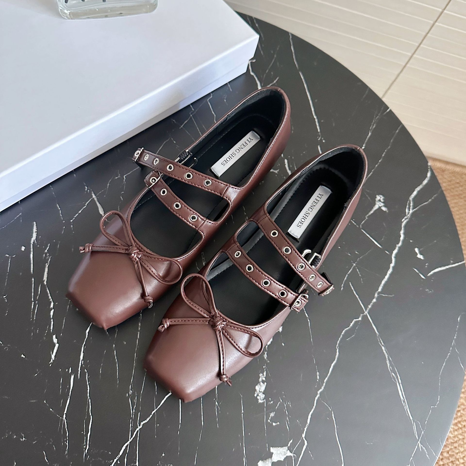 

Square Toe Women Shoes Autumn Shallow Mouth Female Footwear All-Match Casual Sneaker Modis Bow-Knot Fall Dress New Comfortable 39 коричневый