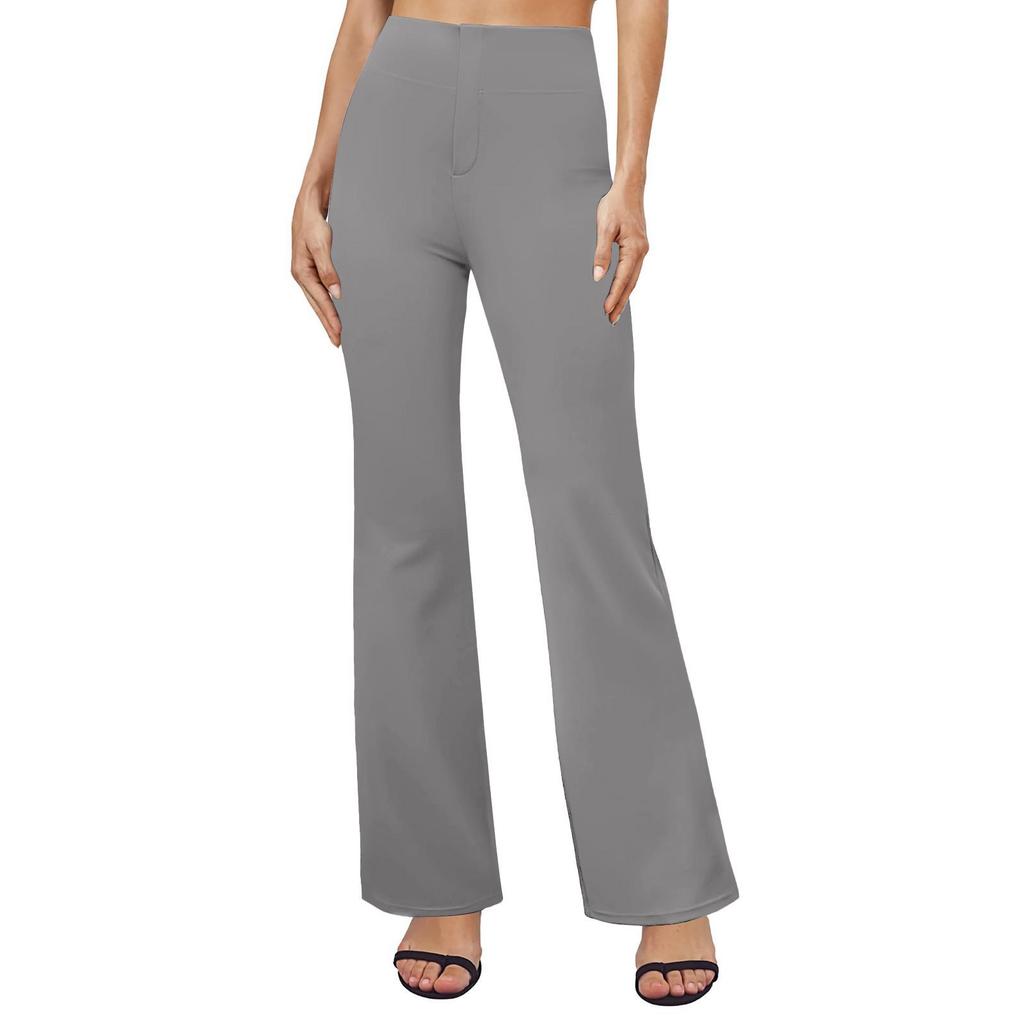 Women's High Waist Flare Pants Solid Color Casual Bootcut Trousers with Stretch