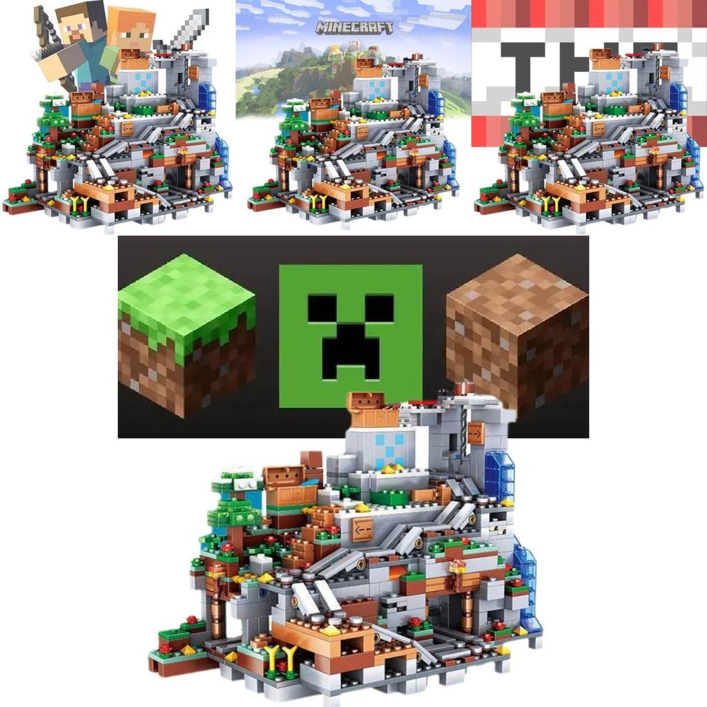 Mattoncini in Plastica ABS Modello Villaggio di Montagna Il Mio Mondo Puzzle per Bambini Assemblaggio Giocattolo per Ragazzo