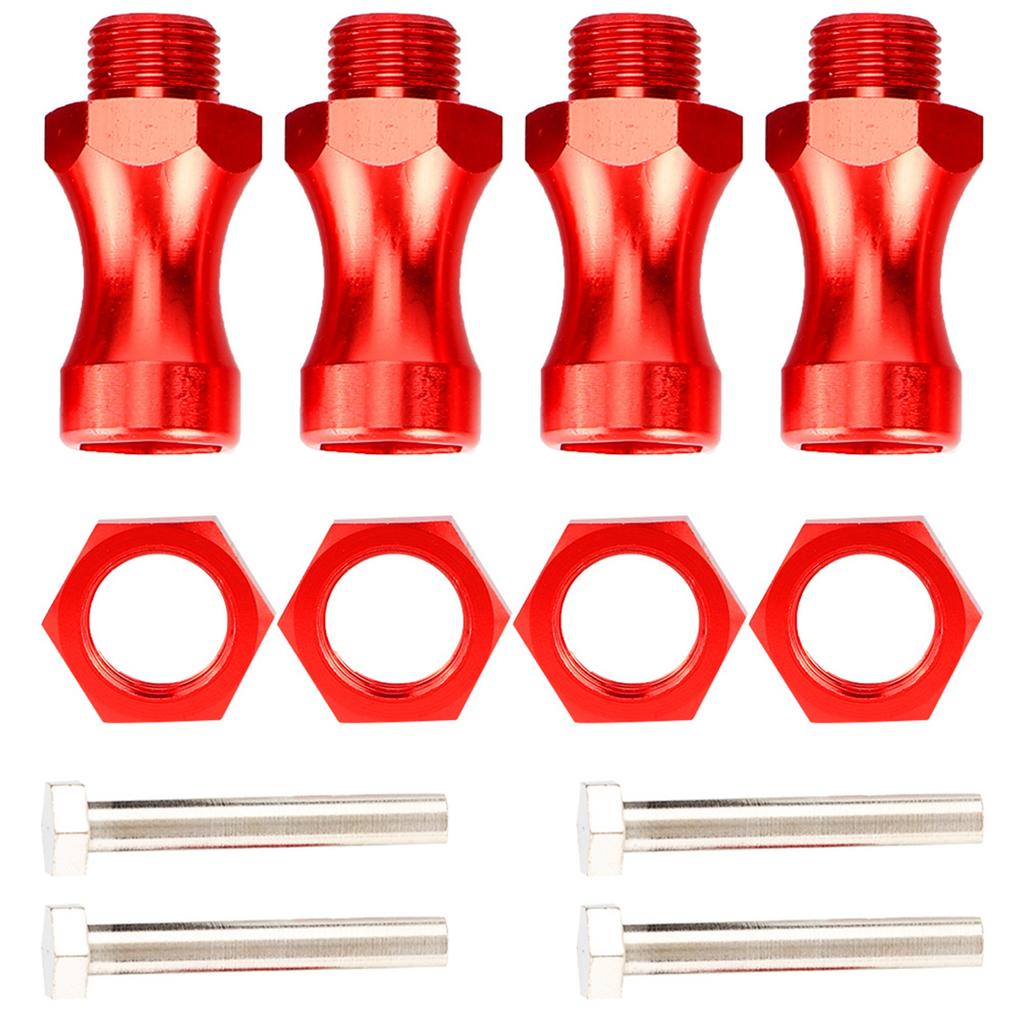 4Pcs RC Wheel Hex Driver Metal 12mm Turn 17mm Extension Adapter for RC Car Truck(Red)