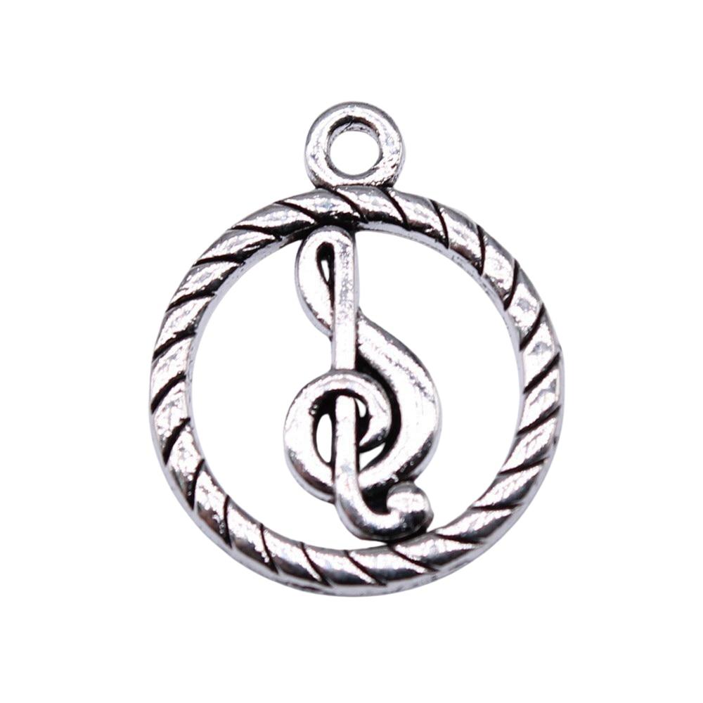 

10шт Muscial Note Высокие шармы Шармы Античное серебро Цвет Цинковый сплав 22X18mm