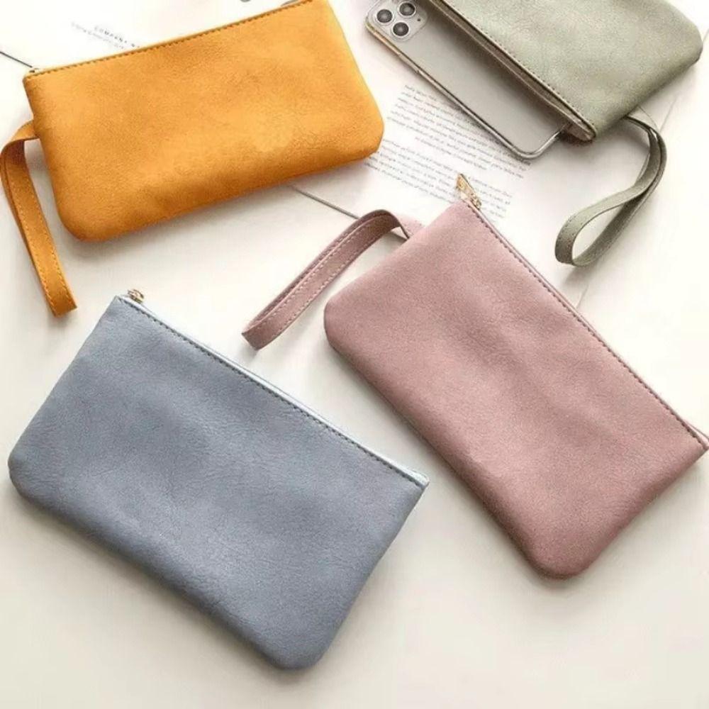 Solid Color Cosmetic Bag Coin Purse Cute Women Makeup Kits Organizer Handbag Phone Pencil Case Box Pouch Glasses Storage Bags