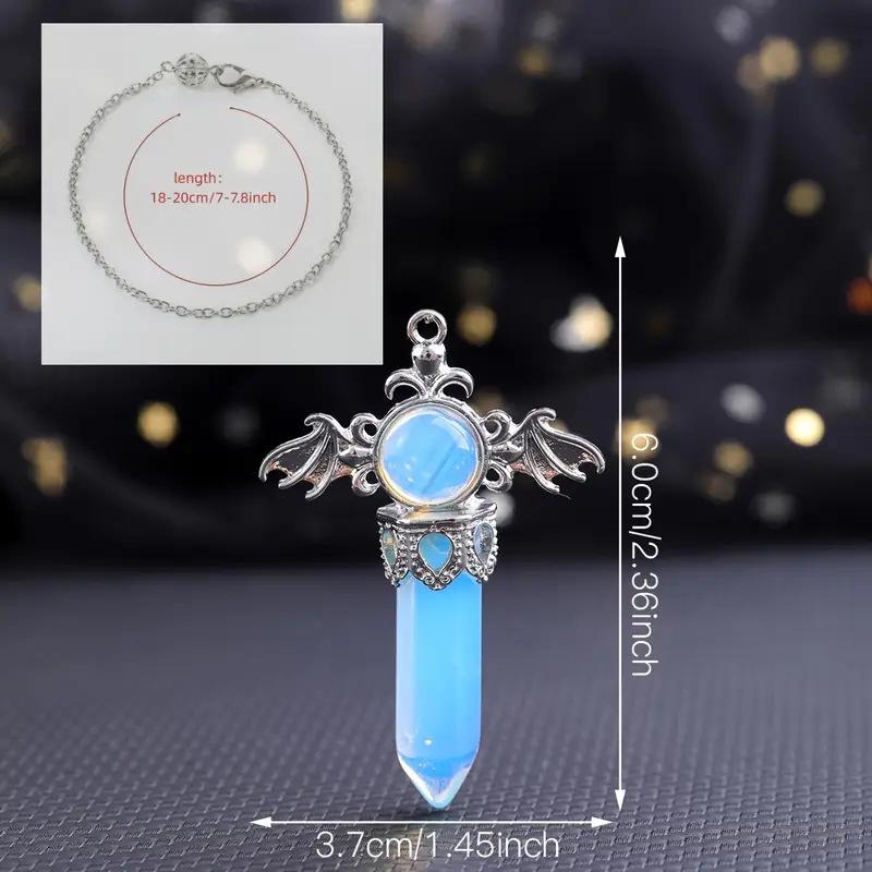 Natural Stone Angel Hexagonal Crystal Pendant - European-American Style