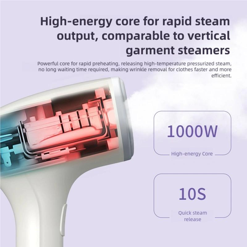 1000W handhållen ångstrykjärn 10 sekunders snabb förvärmning rynk 260 ml liten bärbar hushållsklädstrykjärn