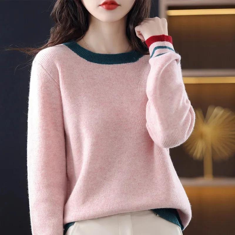 Women's Spring Knit Tops Women Casual Long Sleeve O-neck Thin Sweaters Tshirts Korean Knit Jumper Vintage Poleras New Tee