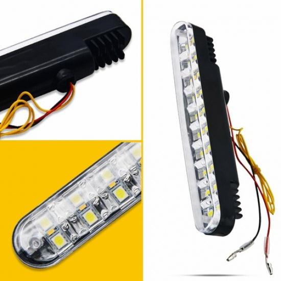 2x 30 LED Car Daytime Running Light DRL Driving Turn Signal Fog Lamp White Amber