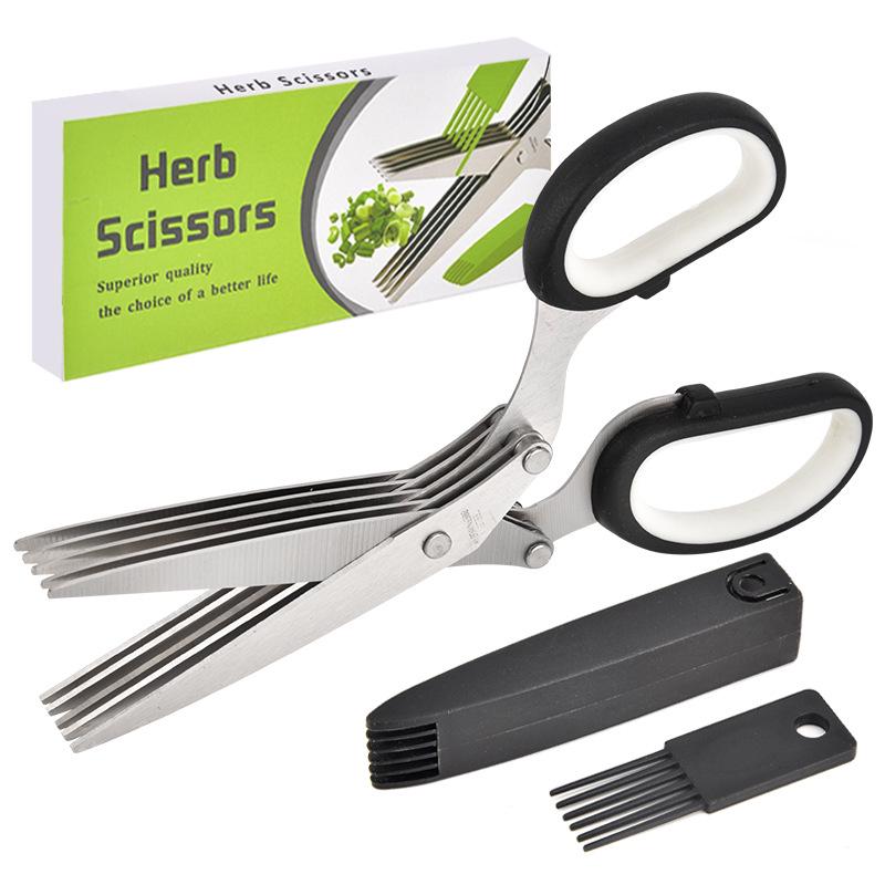 Stainless Steel Five-Layer Herb & Vegetable Scallion Shears