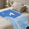 Thick Warm Flannel Blanket - Moon Star Rabbit Pattern, Soft Cozy for Home, Couch, Bedroom, Guest Room, Christmas & Halloween