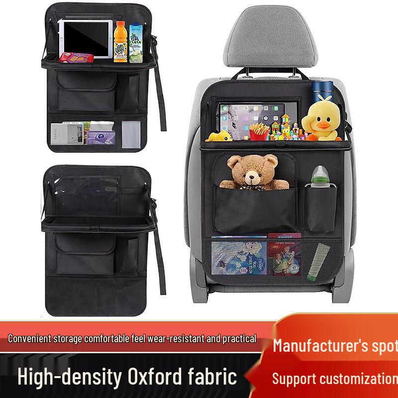 Oxford Cloth Car Seat Organizer: Multifunctional Tissue Box, Storage Bag, Cup Holder, and Dining Table with Seat Back Storage