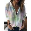 Sommer Minimalistisches Hemd mit Digitalem Blumenprint Knopfleistenhemd Oberteil für Damen Hawaiianischer Strandurlaub Lässiges Hemd