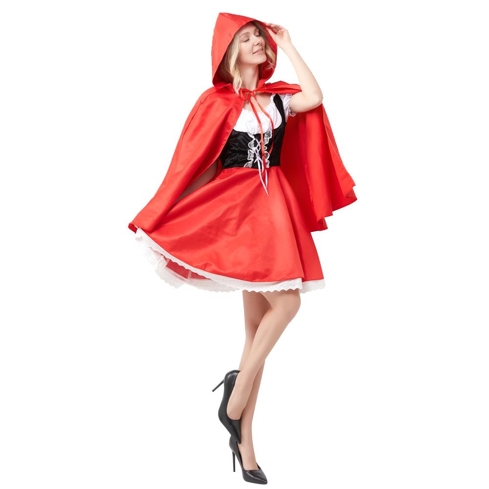 Roodkapje Kostuum Cape Verkleden Halloween Cosplay Sprookjesprinses voor Vrouwen Volwassen S&Red Riding Hood red