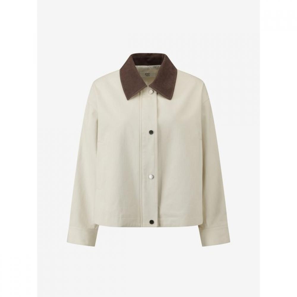 Color Block Collar Crop Work Jacket C261msj304