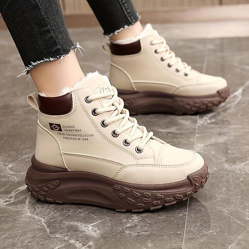 Autumn and Winter Women's Soft Comfortable Fleece-Lined Warm Boots, Suitable for Outdoor Activities in Cold Weather