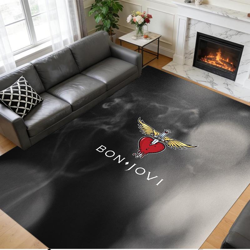 Bon Jovi Print Crystal Velvet Plush Rug Wear?Resistant Anti?Slip Floor Mat For Indoor Household Decoration