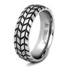 18K Gold Concave-Convex Texture Stainless Steel Tire Ring for Women