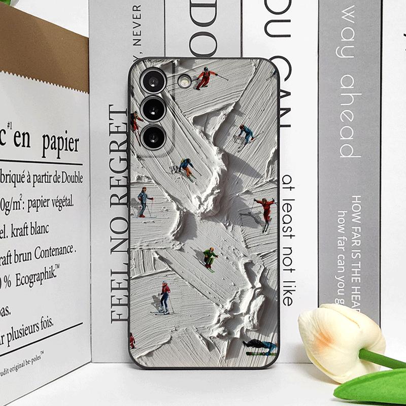 Oil Painting of Snow Scene Skiing Pattern Phone Case for Samsung Galaxy A56 A14 A55 A16 A54 A36 A53 A52 A51 A50 Soft Cover Shell