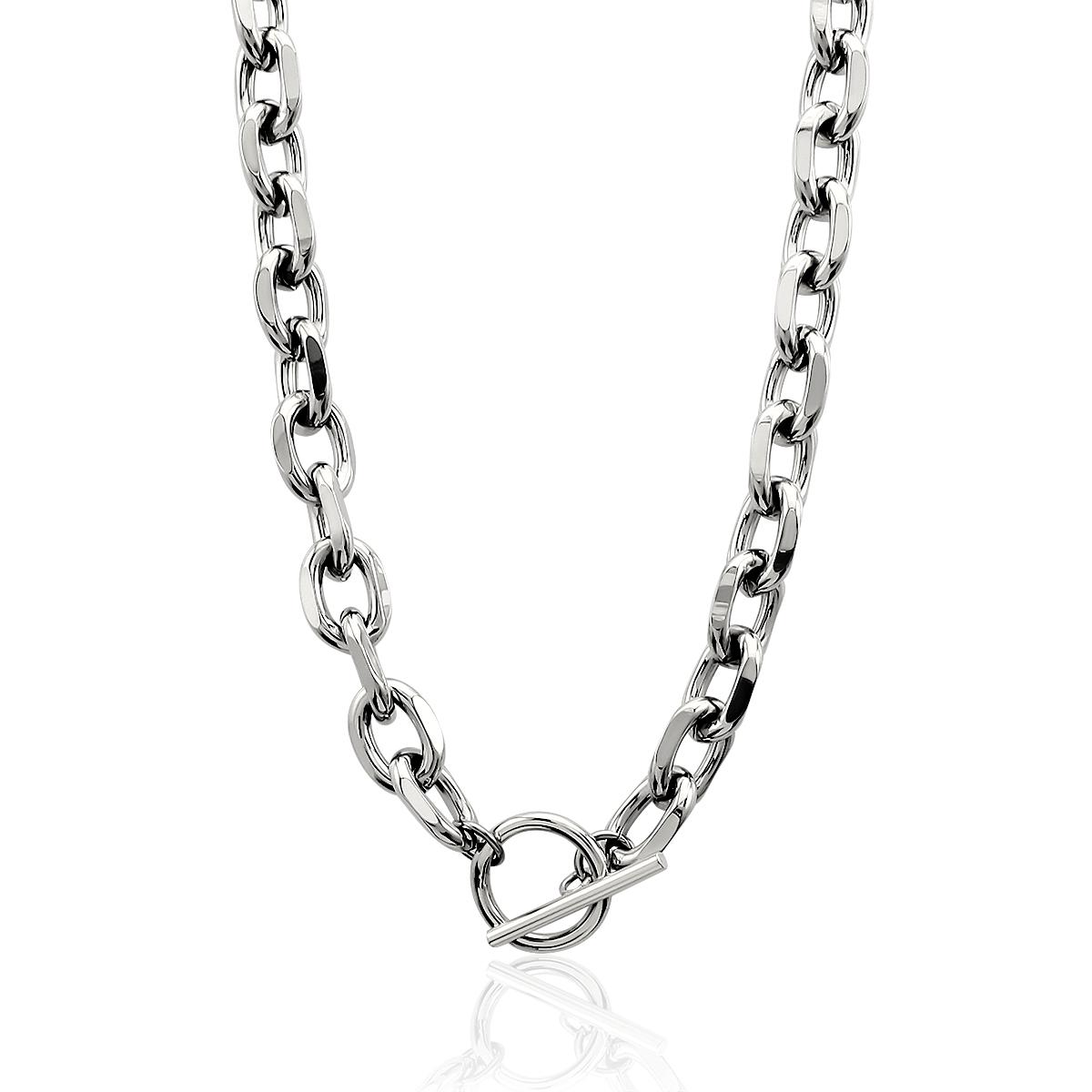 

Vintage Women Jewelry Toggle Choker Necklace 18k Gold Plated Stainless Steel Thick Chunky Cuban Link Chain Necklace Women 40cm
