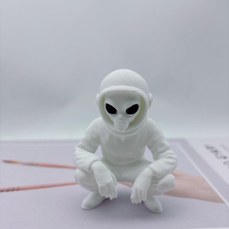 

3D-печатные статуэтки инопланетян, Современные пластиковые украшения-инопланетяне, Декорации для комнаты в стиле Sci-fi, Космическое веселье, Уникальные креативные подарки белый