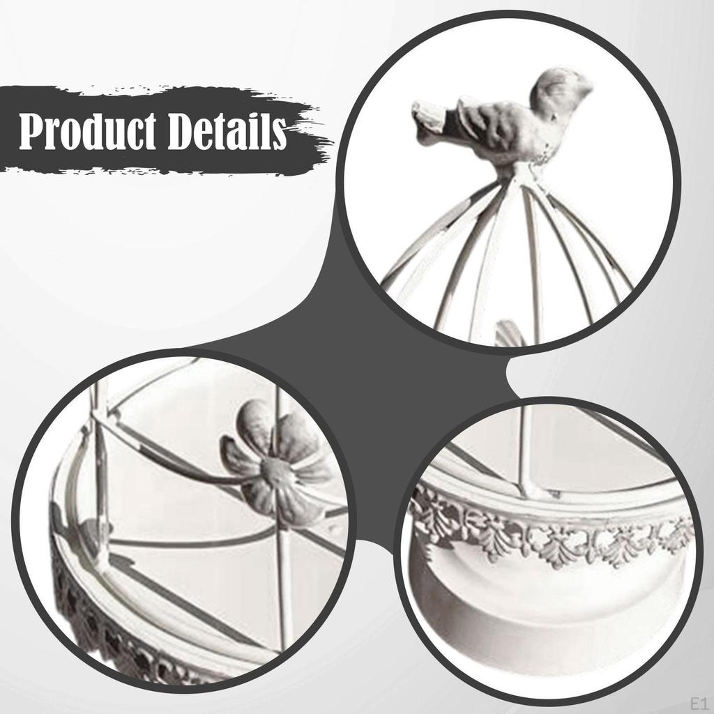 Birdcage Candle Holder Stand Iron Candlestick Tealight for Dinner Home