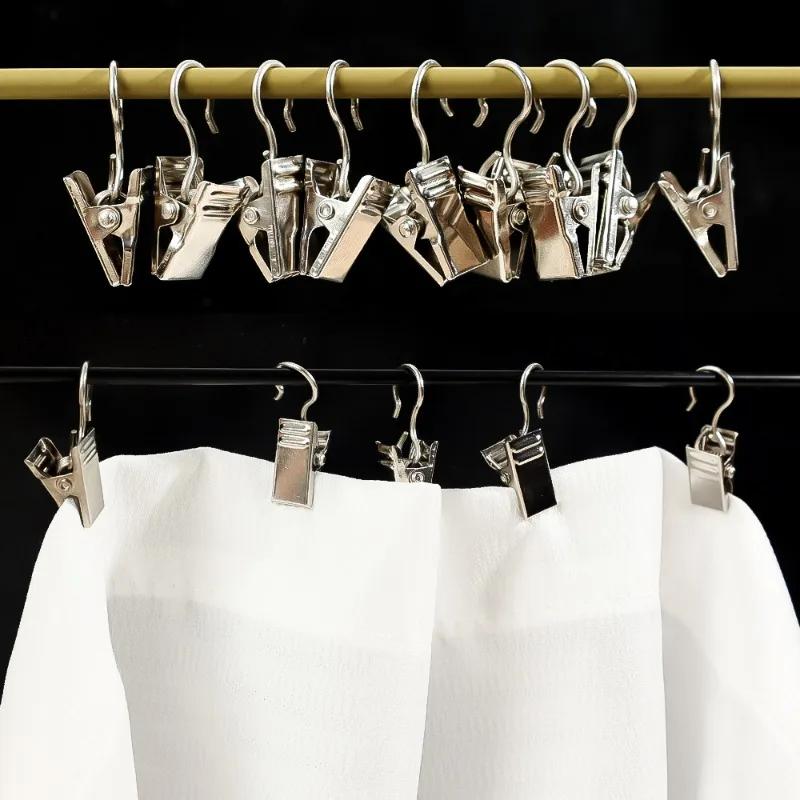 200/10x Mini Metal Curtain Clips with Hook Stainless Steel Iron Drapery Hook Enduring Home Window Accessories Home Decoration