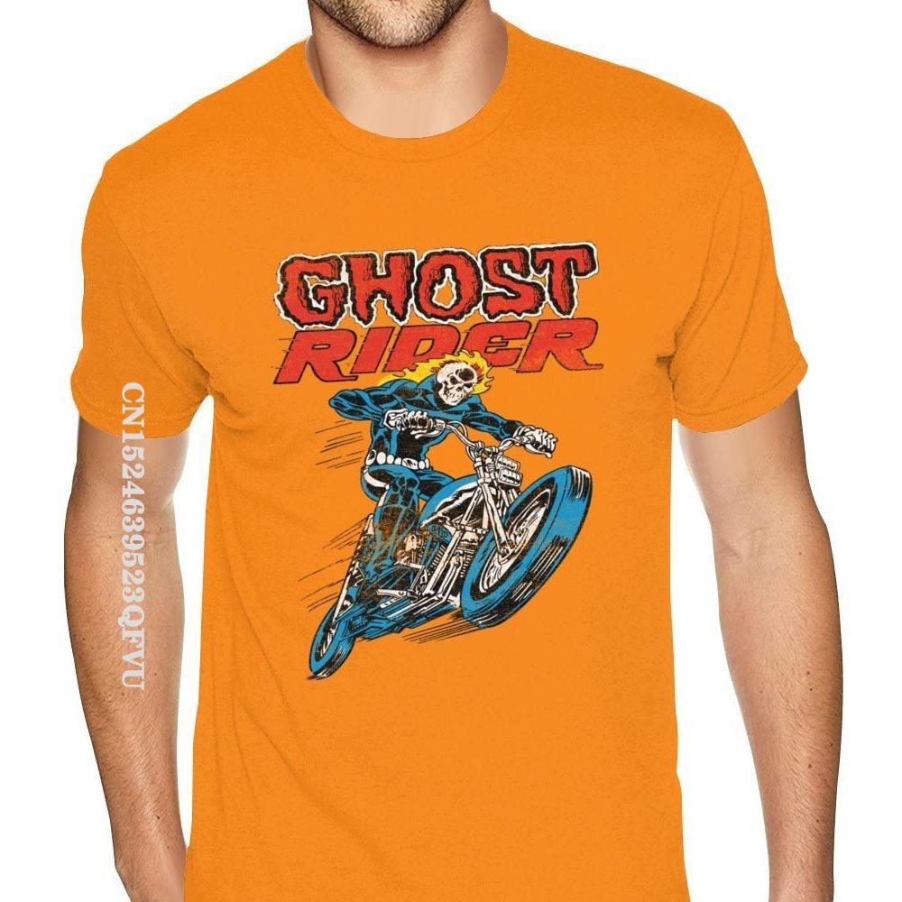 Lovely Ghost Rider Tee Shirts Men's Top Quality Gothic Style Anime Tshirt Pure Cotton Crew T-Shirts Punk Style