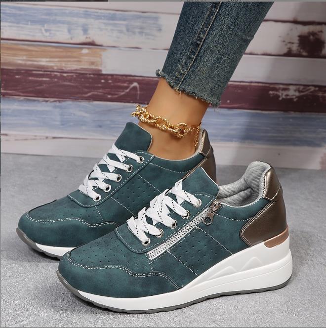 Fashion Plus Size Fashion Wedges Sneakers for Women 2025 Spring Lace Up Platform Sports Shoes Woman Lightweight Non Slip Casual Shoes