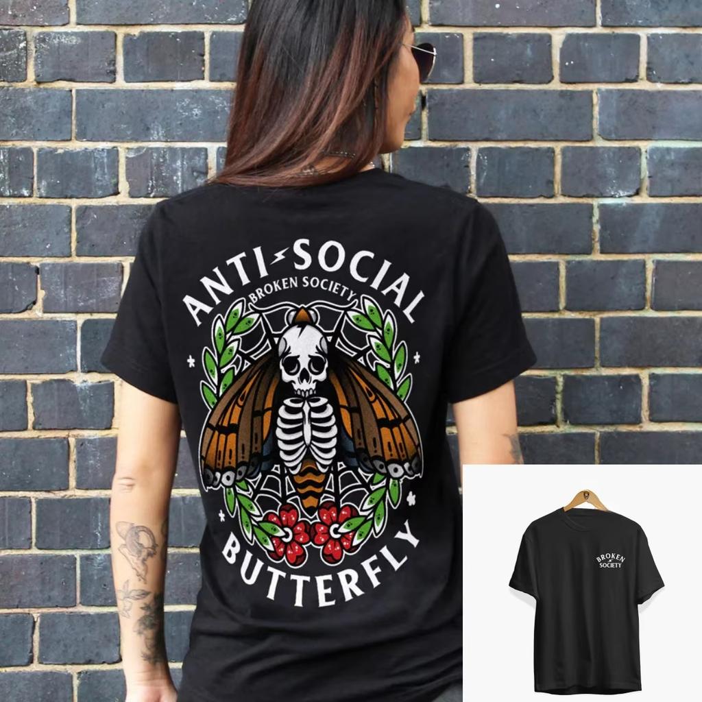 2026 New Summer Antisocial Art Retro Style Casual TShirt Unisexs and Womens Fashionable Luxury Top